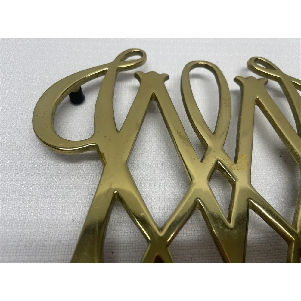 Brass William and Mary Cypher Trivet Classic Traditional Williamsburg 1950 Decor